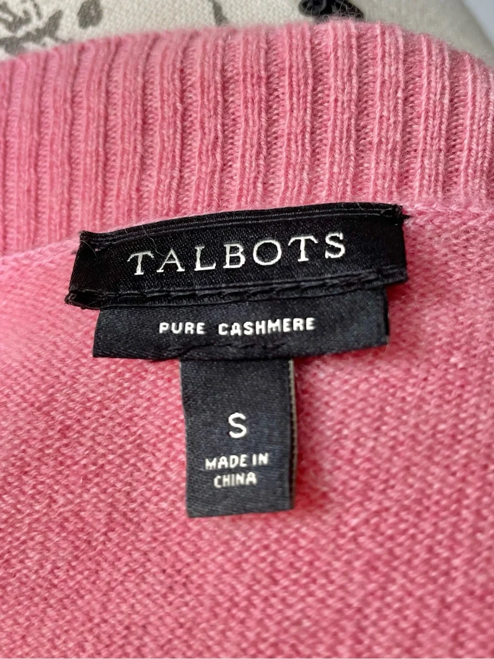 Talbots Pink Button-Up Crewneck Cashmere Cardigan - S